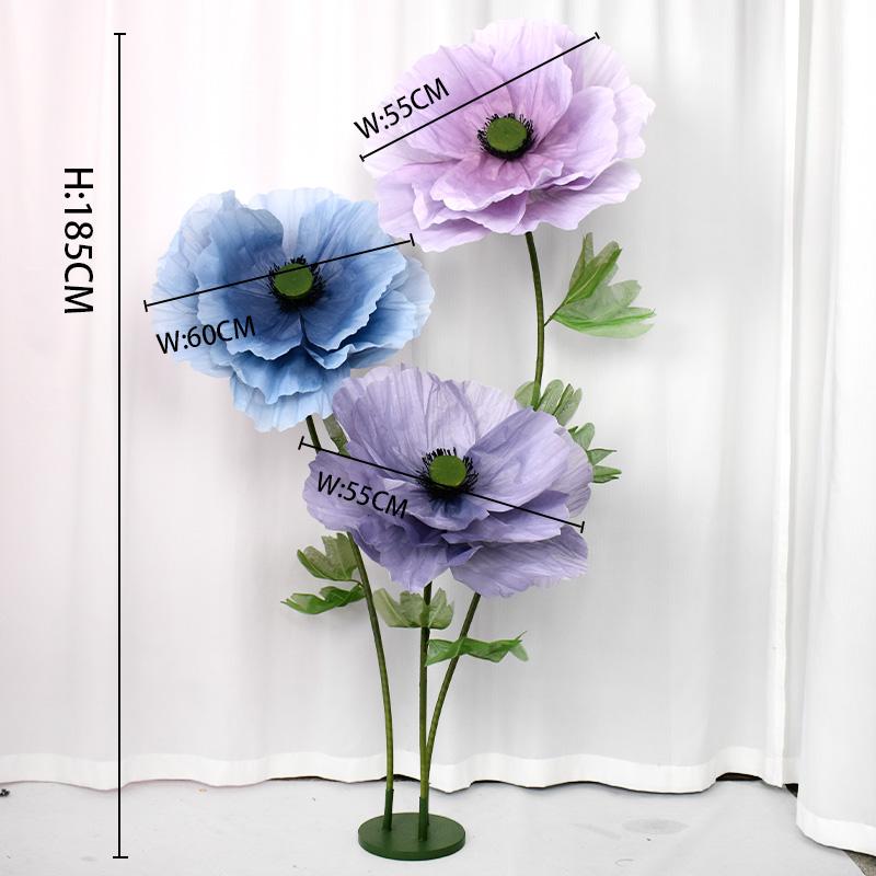 Standing Corn Poppy, Giant 5.58ft Life-Size Faux Blooms with Flexible Stem Metal Base Oversized Wedding Arch Decor, Party Backdrop,Garden Window Display(Colorful)