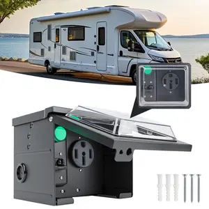 NEMA 14-50R 50A & TT-30R 30A 125/250V RV Electrical Panel Temporary Power Outlet Box | Built-in Circuit Breaker, UL Certified, Transparent Cover for Easy Monitoring  #ValentinesGift #RVElectricalPanel #PowerOutletBox