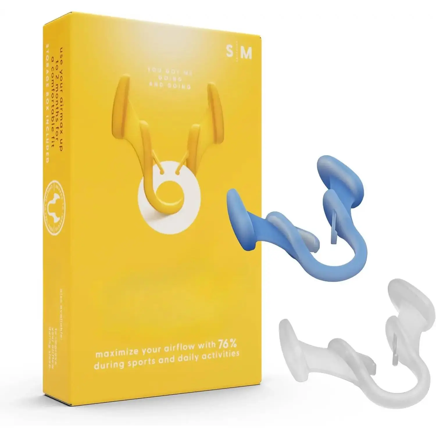 Reusable Nasal Dilators Trial Pack, Anti-Snoring Aid to Improve Airflow and Relieve Sinus Pressure - Includes Small & Medium Sizes with Travel Pouch, Daily, Unscented, Two Months