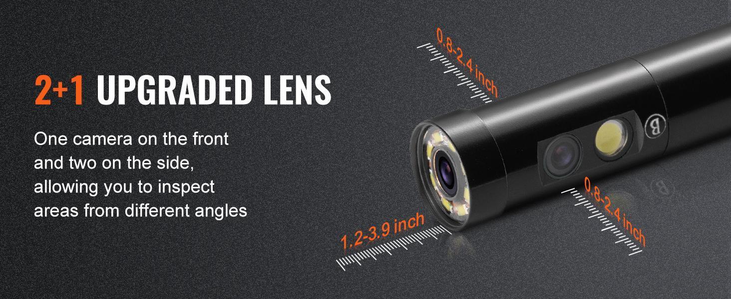 VEVOR Endoscope Camera Borescope Inspection Camera Triple Lens 4.5" IPS Accessories Mobile