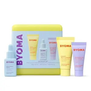 BYOMA So Bright Set - Barrier Repair Skincare Set for Brighter Skin - Creamy Jelly Cleanser, Brightening Face Serum & Ceramide Face Moisturizer - Alcohol Free Skin Care - 30ml, 15ml, 15ml