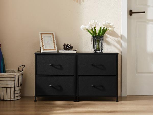 Nightstand with 2 Fabric Drawers, Small Dresser, Side Table, End Table, Bedside Table, Night Stands, Small Nightstand, Bedroom Furniture