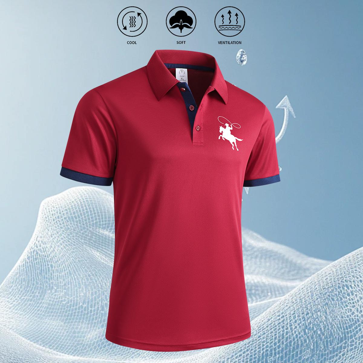 5-Pack Men's Summer Short Sleeve Polo Shirts with Stylish Contrasting Striped Neckline for Casual Wear Masculine Top