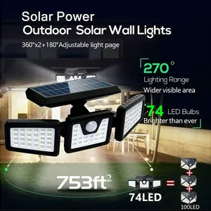 #Black Friday 2 Packs Solar Outdoor BLACK FRIDAY Lights 2500LM Security Lights, 3 Heads Dimmable Spot Lights with 3 Modes, lP65 Waterproof, For Yard, Garage, Porch, Pool, Garden, Barn, Patio, Christmas gifts