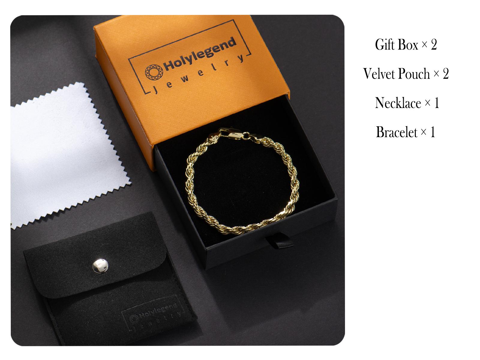 Holylegend 14K Gold-Plated Rope, Cuban, Figaro Set, 24"  Length, Necklaces & Bracelet,Cuban link chain