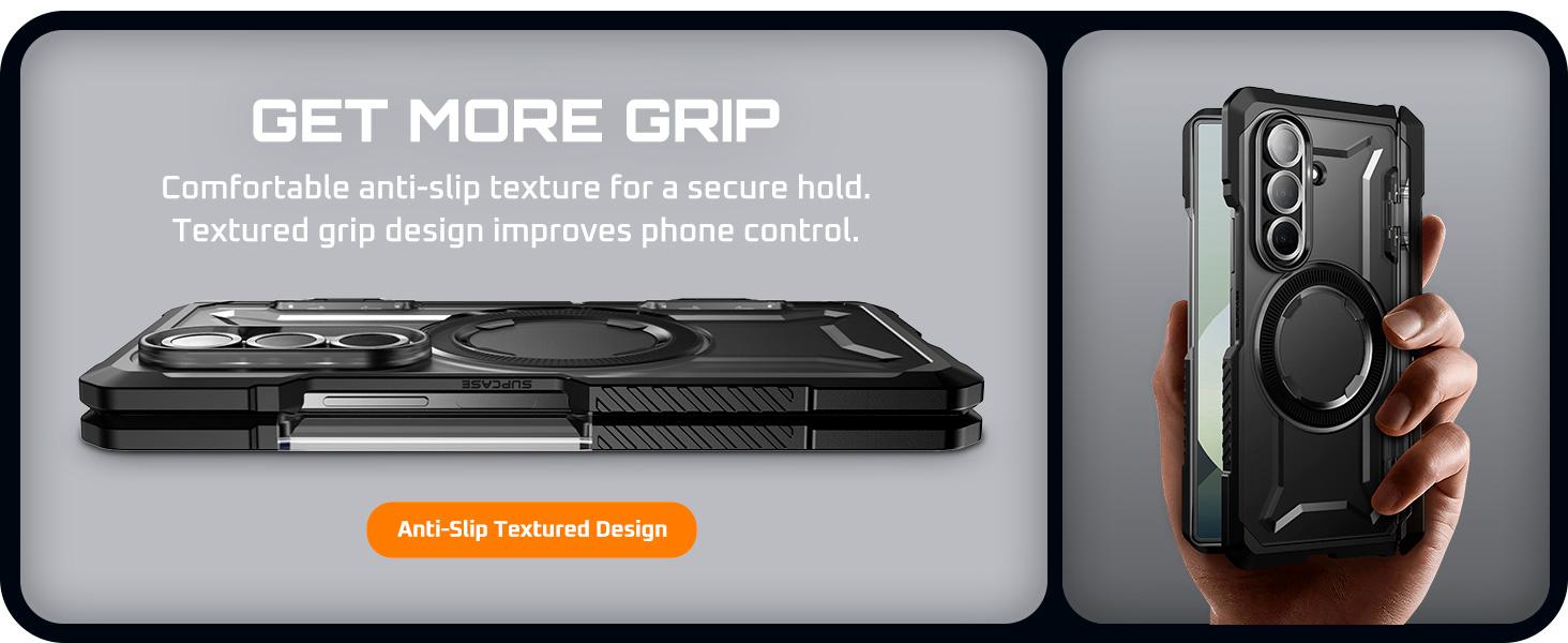 SUPCASE for Samsung Galaxy Z Fold 7 Case with Kickstand UB Grip Compatible with MagSafe Built-in Tempered Glass Screen Protector Hinge Coverage Military-Grade Protection Tilt Support Magnetic Wireless Smartphone Cellphone Protective Shockproof