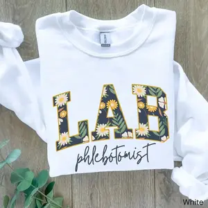 [Ship From US] Printed Floral Phlebotomist T-Shirt, Sweatshirt & Hoodie – Phlebotomy Tech Shirt – Graduation Gift for Phlebotomist – Lab Tech Gift Idea