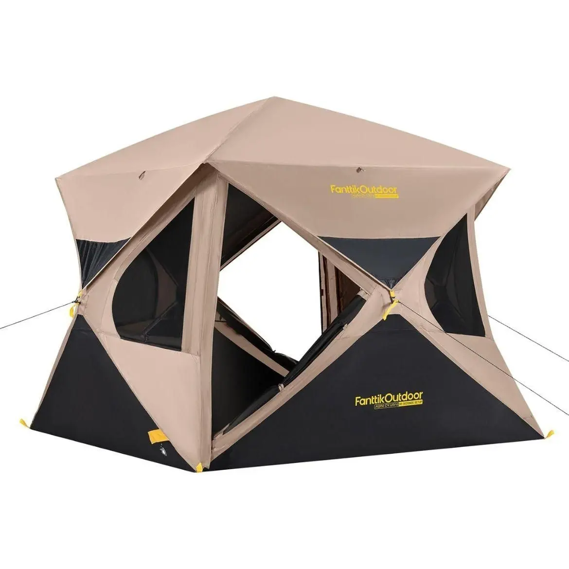 FanttikOutdoor Alpha C4 Ultra Camping Tent 4 Person Pop Up Instant Cabin Setup in 60 Seconds Portable Hub Tent with Rainfly & Windproof for Outdoor Camping & Overlanding, Instant Canopy Tent, Windproof Folding Tent,SummerWins