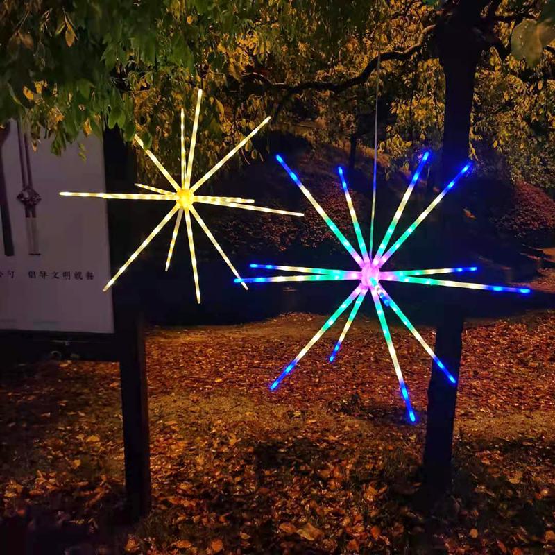 56 LED Hanging Starburst Firework Lights 8 Lighting Modes Multicolor RGB Effects Outdoor Decor for Garden Camping Christmas Parties Traditional Ornaments Decoration