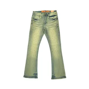 Men's Flare Leg Rhinestone Jeans | Vintage Blue