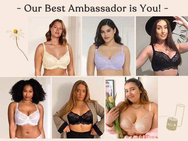 HSIA Sunflower Floral Lace Unlined Unpadded Plus Size Underwire Full Coverage Minimizer Bra dealsforyoudays