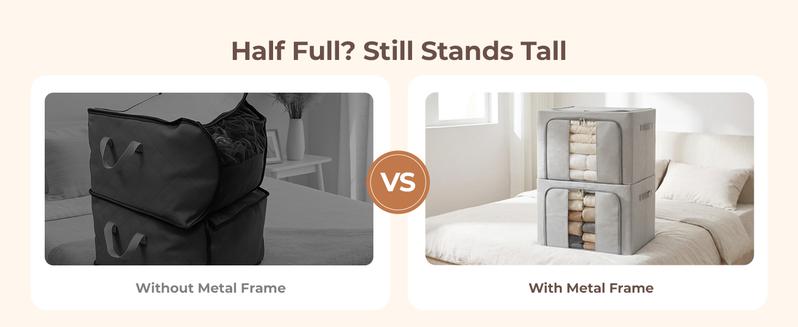 【NewYear2026】Foldable Oxford Fabric Storage Bins with Clear Window – Stackable Organizer with Reinforced Metal Frame for Clothes, Blankets, Pillows & Toys