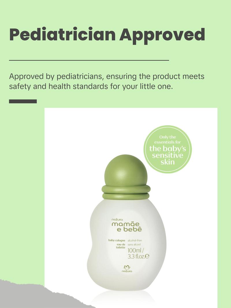 Natura Mamãe e Bebê Baby Cologne, Gentle Alcohol-Free Vegan Fragrance for Babies