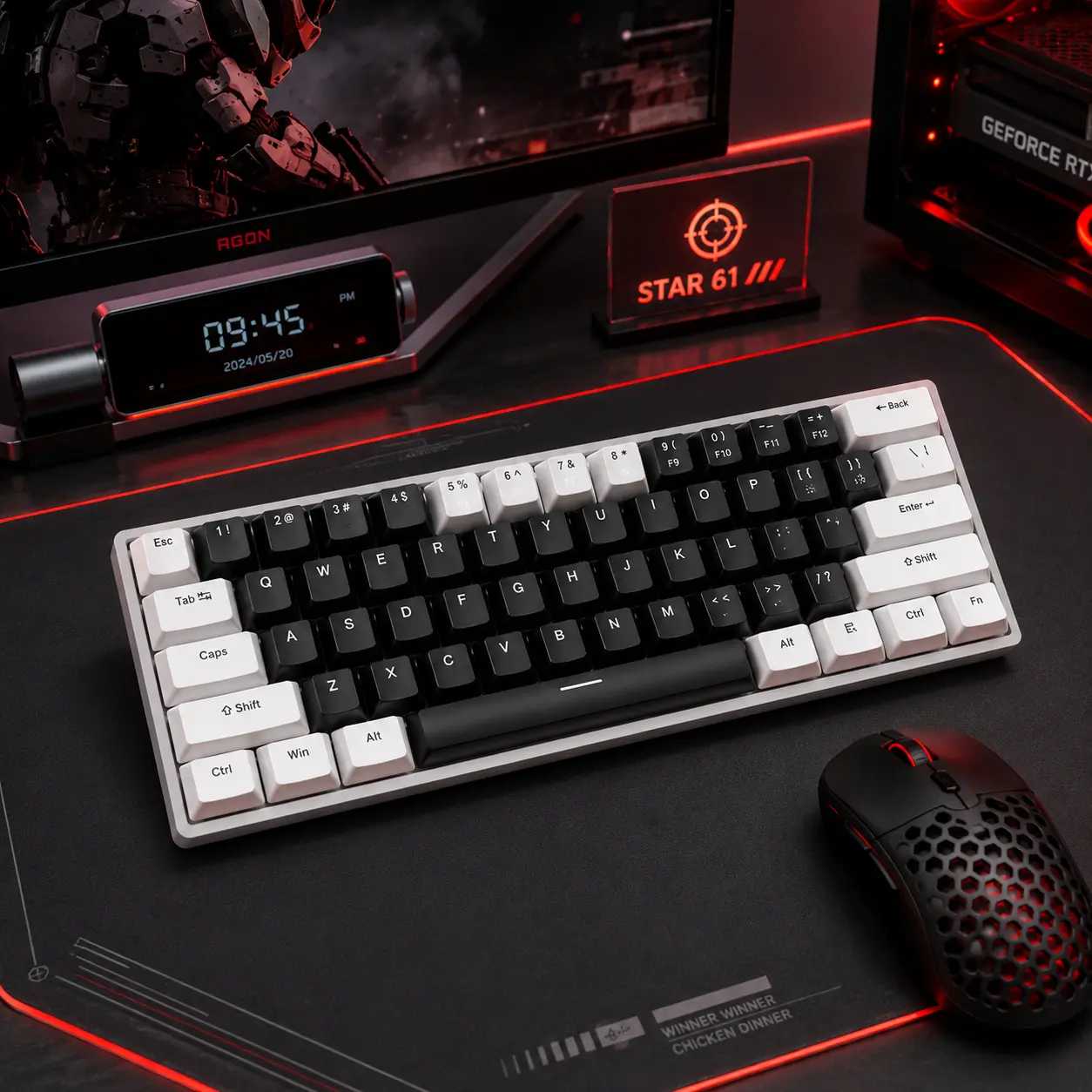 K61-Key Hot-Swappable Mechanical Keyboard eyboard Portable 60% Mechanical Gaming Keyboard, LED Backlit Compact 61 Keys Mini Wired Office Keyboard with Mechanical Switch for Windows Laptop PC Mac