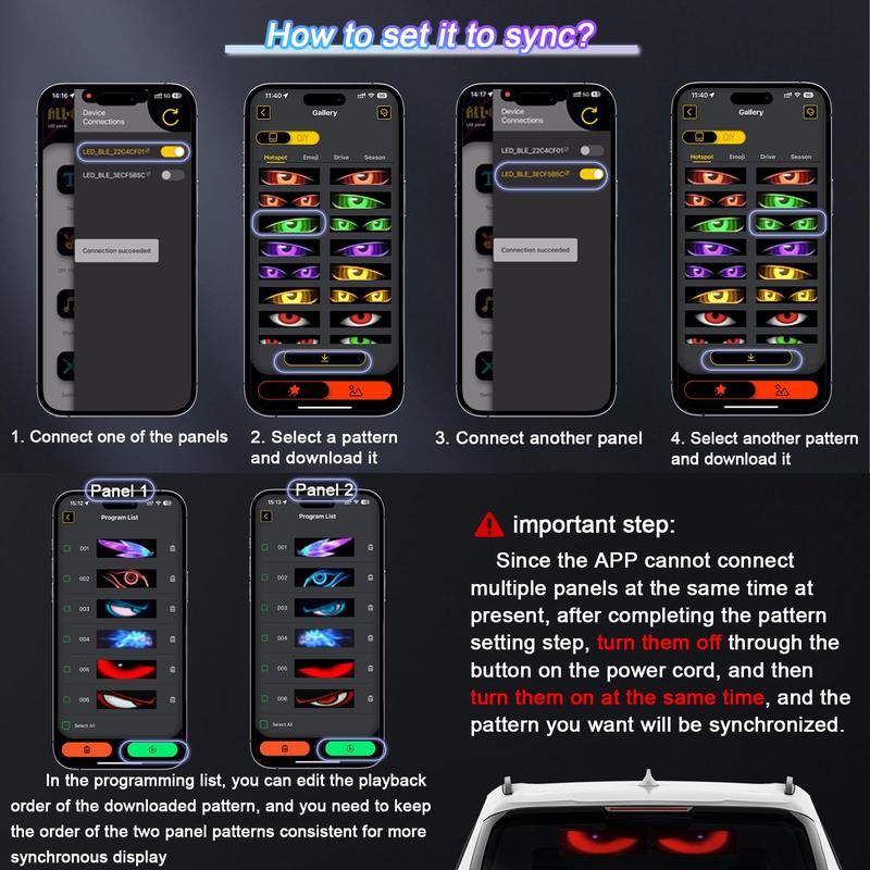 LED Display for Car, Programmable Flexible LED Light, Customizable DIY Pattern or Text Color RGB Pixel Screen with USB/Bluetooth APP Remote Control Dashboard for Cars/Trucks/SUV/Room Decorate