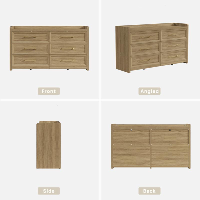 SICOTAS 6 Drawer Dresser for Bedroom-56.4" Extra-Wide Wooden Chest of Drawers with Large Storage, Long Dresser TV Stand with Drawers, Farmhouse Closet Dressers for Nursery Living Room SICOTAS 6 Drawer Dresser for Bedroom-56.4" Extra-Wide Wooden Chest of Drawers with Large Storage, Long Dresser TV Stand with Drawers, Farmhouse Closet Dressers for Nursery Living Room