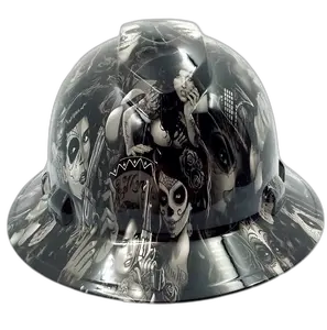 Hi-Def Sugar Skull Women Art - Custom Hydro Dipped Full Brim Hard Hat