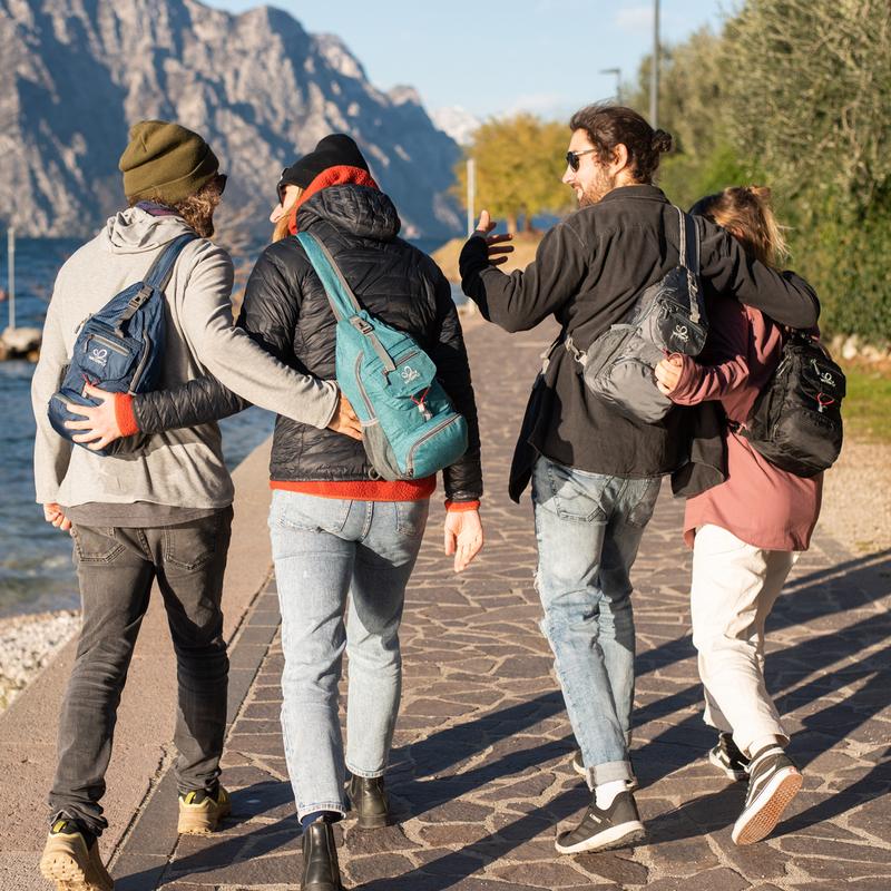 WATERFLY Packable Small Crossbody Sling Backpack with Side Pouch for Hiking Traveling Ideal Daypack for Shoulder Chest Carrying