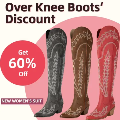 Women's Vintage Floral Embroidery Western Cowboy Boots - Over-The-Knee Pointed Toe Chunky Heel Elegant Durable Quality Riding Shoes for Country Concerts, Party - Bold Fashion Statement,outdoorfun