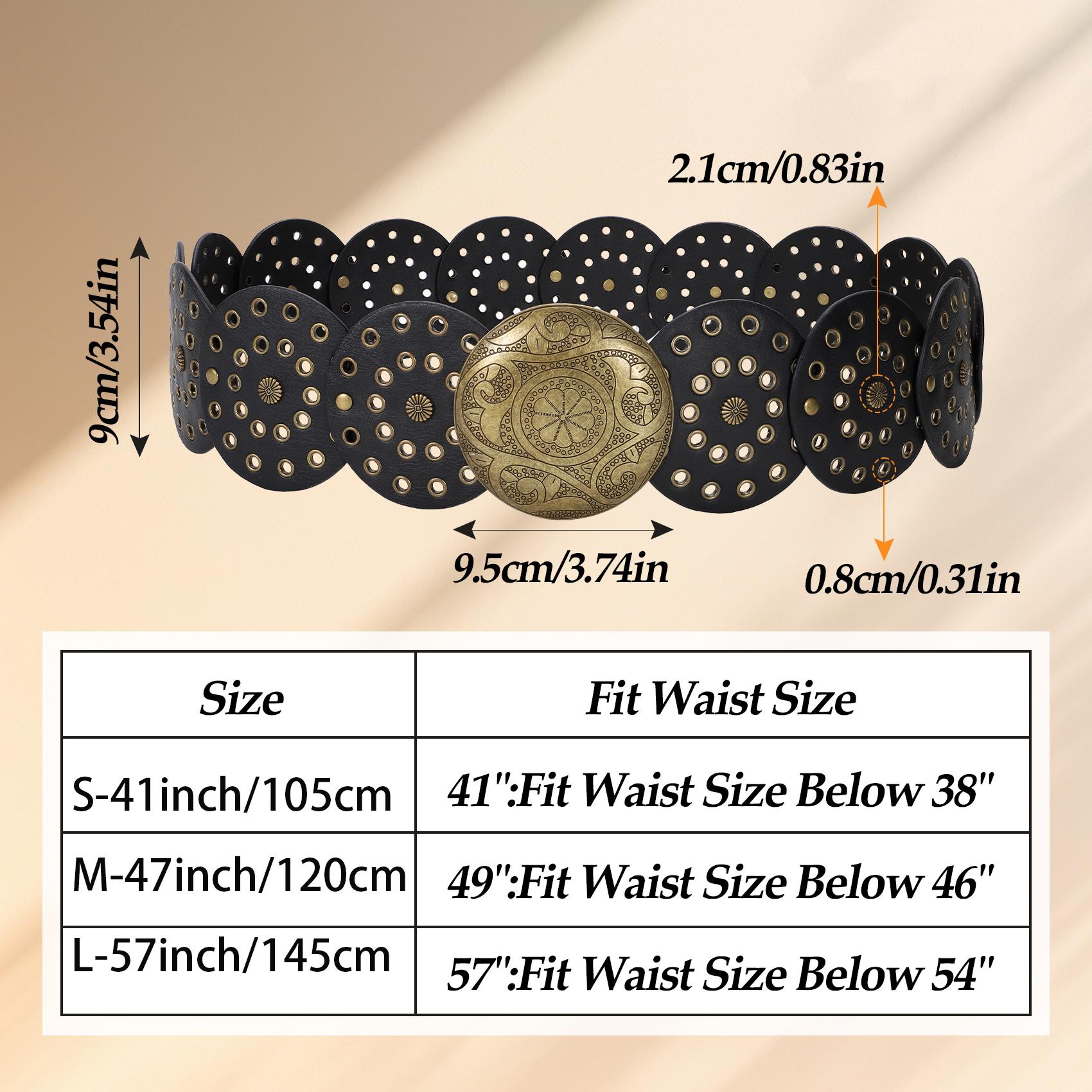 XZQTIVE Women Western Vintage Leather Belt Western Disc Belts Ladies Western Belt Boho Belt for Dresses Jean design belt denim belt