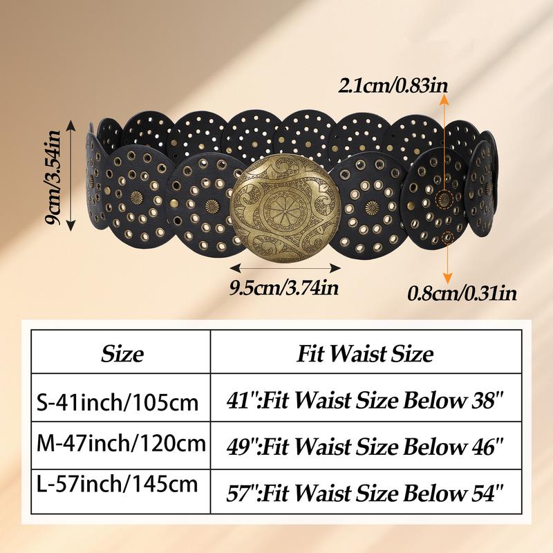 XZQTIVE Women Western Vintage Leather Belt Western Disc Belts Ladies Western Belt Boho Belt for Dresses Jean design belt denim belt
