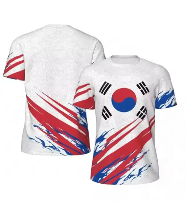 South Korea Flag Football T Shirts For Men Fashion Summer National Emblem 3D Printed Jersey Casual Quick Dry Breathable Tees Top