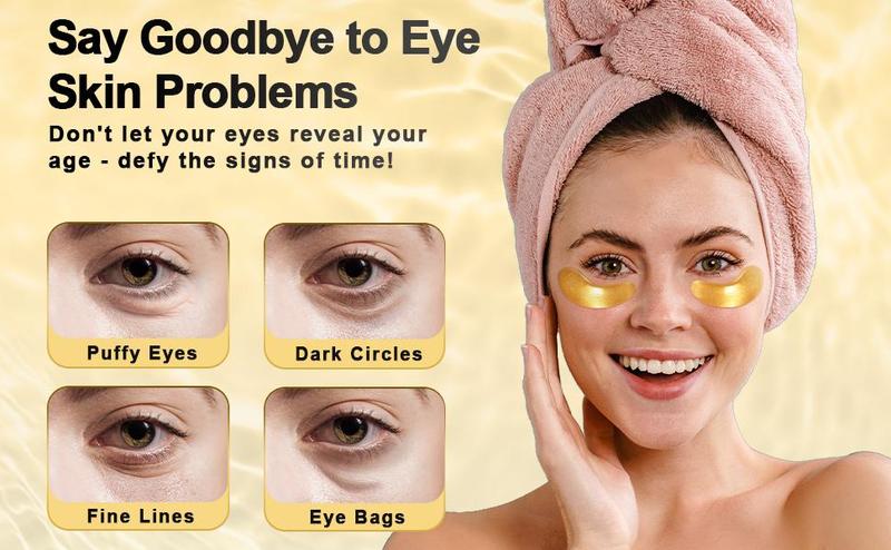 [Tibobo Official] 24K Gold Eye Mask - Hydrating & Soothing Formula with Hyaluronic Acid for Dark Circles and Puffiness, Lightweight for Daily Use