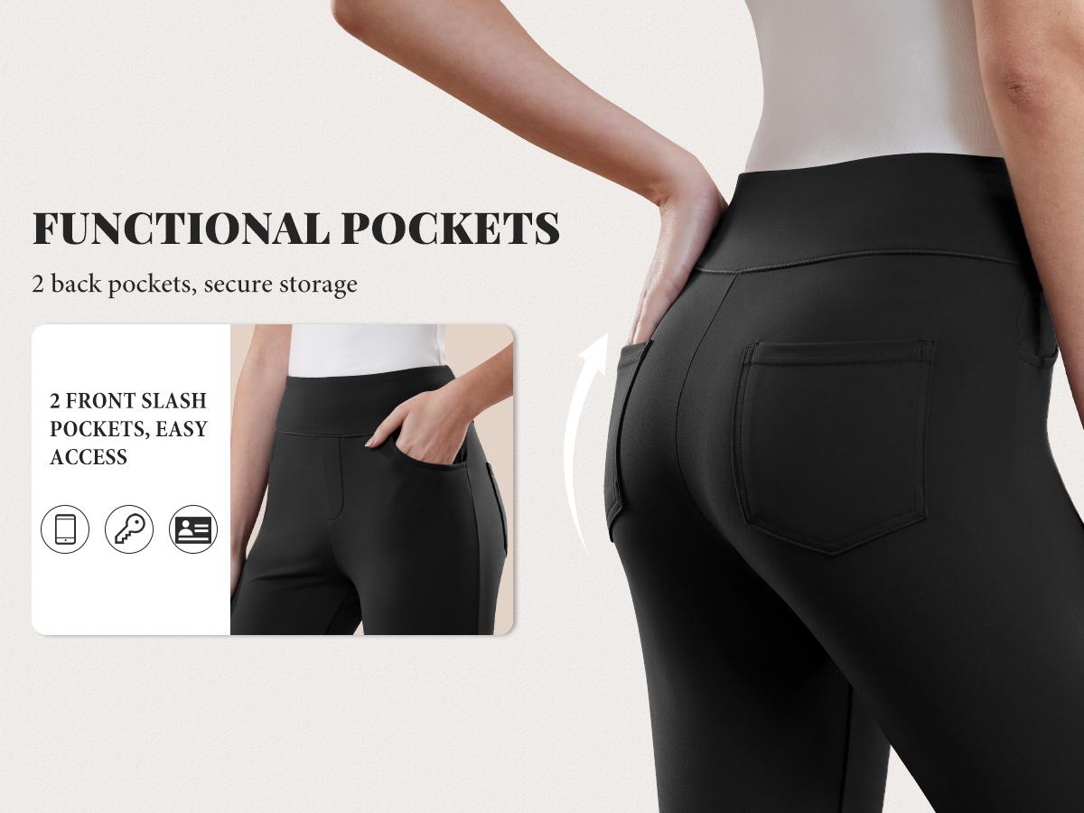 Dlooda Womens Dress Pants Stretchy Work Pants Business Casual Office Trousers Pull On Flare Slacks with 4 Pockets Dlooda Womens Dress Pants Stretchy Work Pants Business Casual Office Trousers Pull On Flare Slacks with 4 Pockets