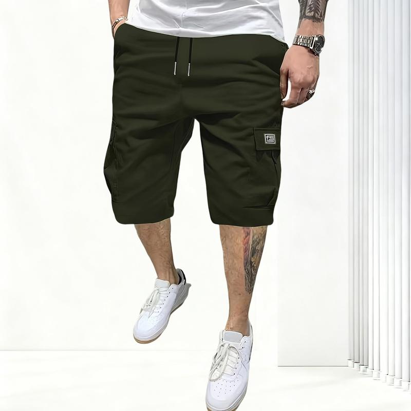 Men's Casual Cargo Shorts Classic Stretch Waistband Drawstring Outdoor Work Shorts with Multiple Pockets