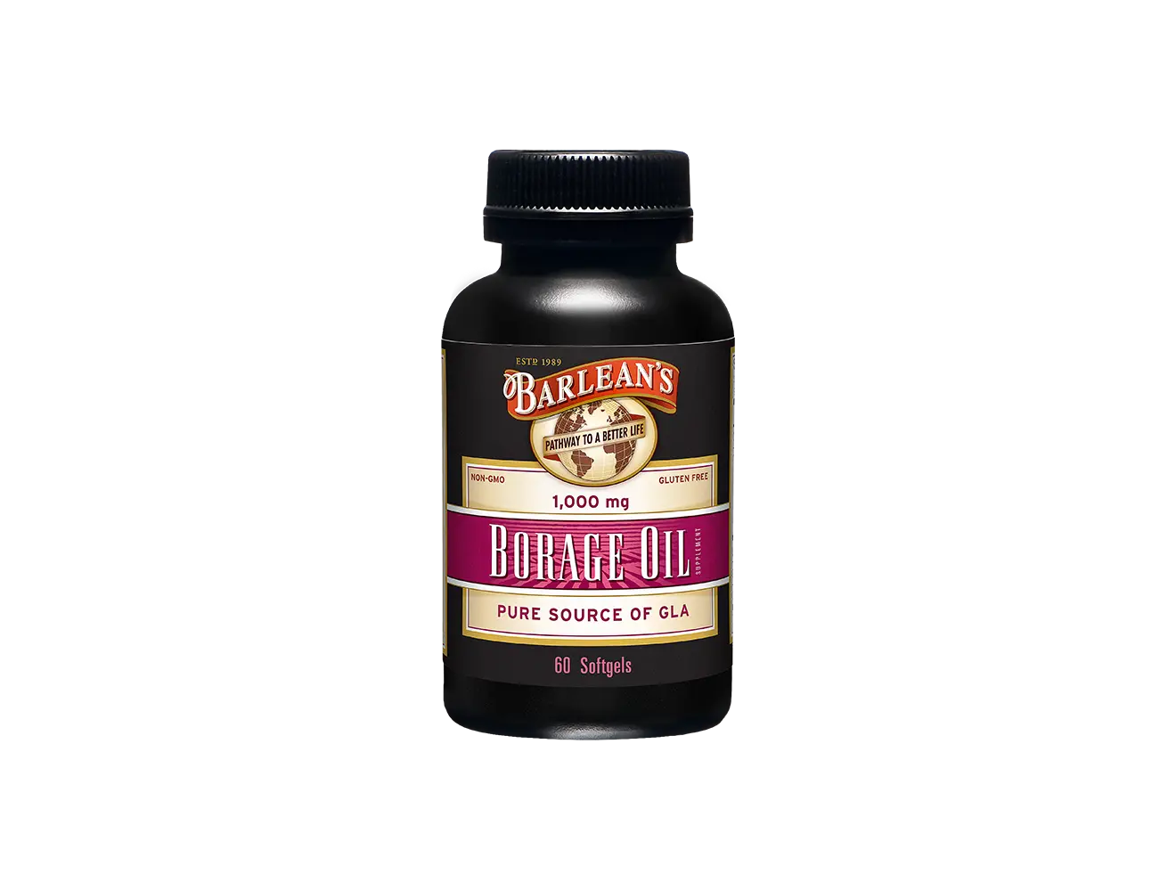 Barlean's Organic Oils 1000mg Cold-Pressed Pure Borage Seed Oil Capsules, GLA Dietary Supplement for Health & Nutrition Support