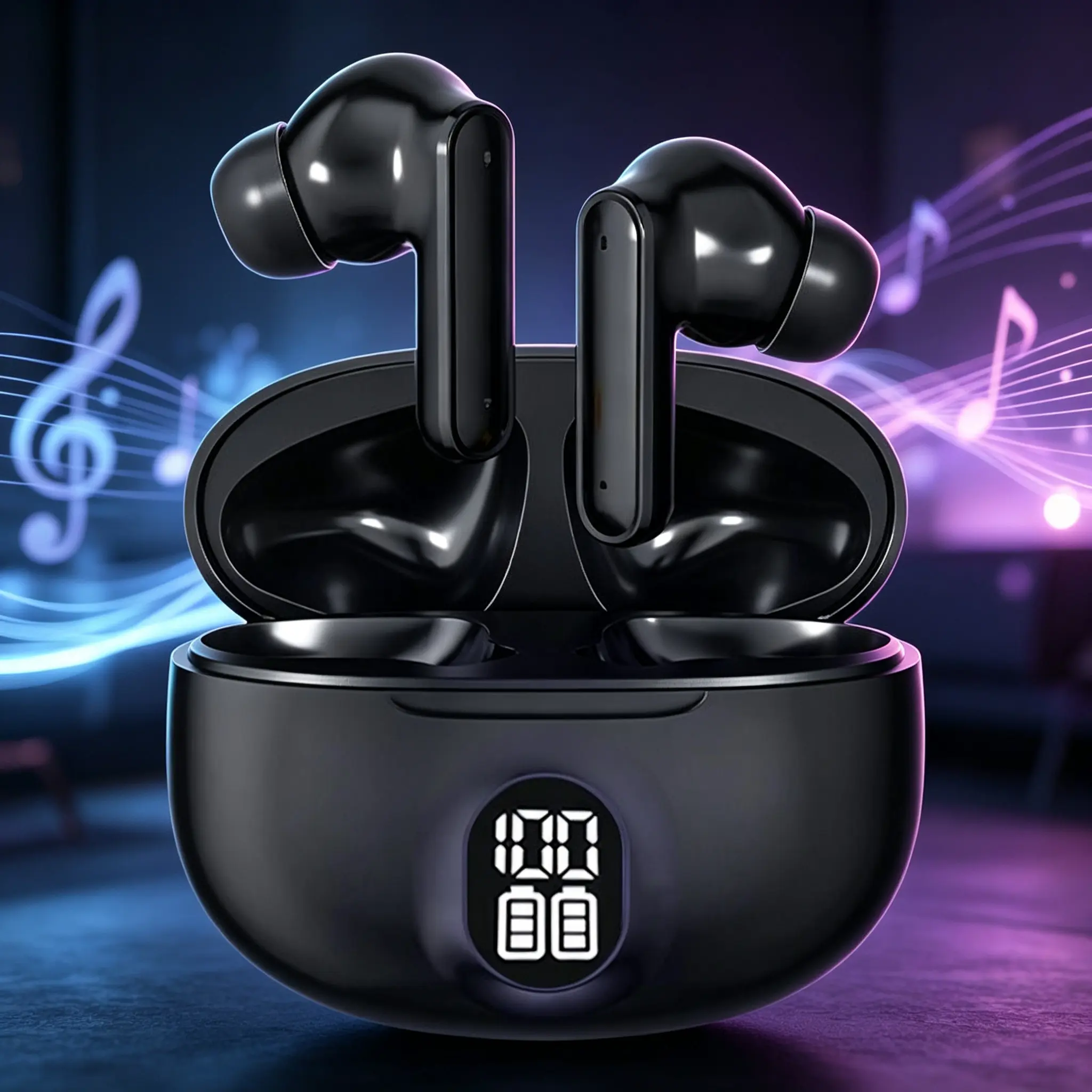 Tempomind  Bluetooth -compatible Wireless Earbuds, Digital LED Power Display,  In‑Ear Headphones for Workout Travel Daily Life