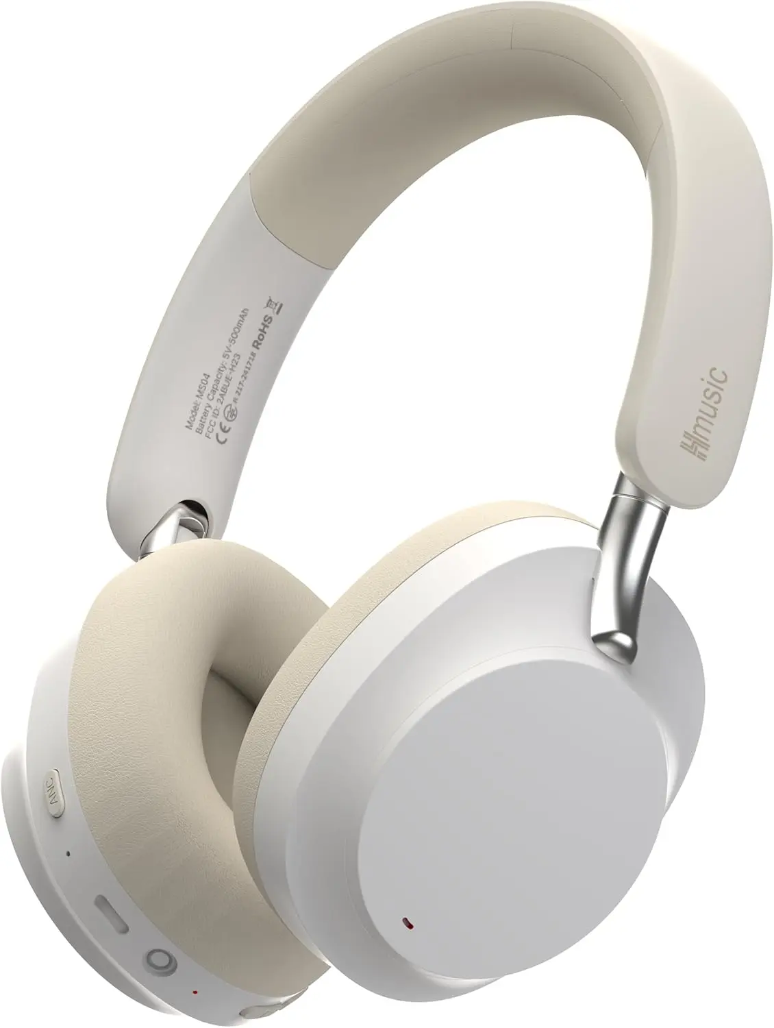 Hmusic MS04 Electronic ANC Foldable Over Ear Headphones - 80H Noise Cancelling, 4-Mic ENC, Bluetooth Stereo Audio, Wired & Wireless Connection, Game & Mobile Compatible, W/ Case