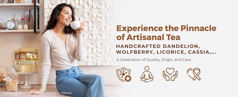 Liver and Kidney Cleanse Tea - a Natural Hand-picked dandelion, cassia, wolfberry, licorice, gardenia, chrysanthemum Organic Herbs, Edible corn fiber tea bags, Beverage Natural