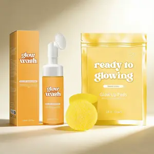 Ready to Glowing Glow Wash with Kojic Acid & Turmeric Extract & FREE Turmeric Pads BeautyKit for Comprehensive Skincare Routine Sweet Lemo Glow Up Pads