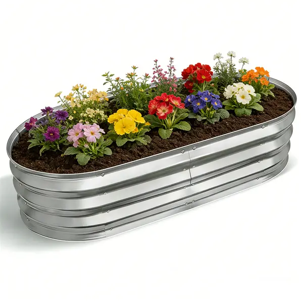 Galvanized Raised Garden Bed Kit | Oval Metal Planter Box for Vegetables, Flowers & Herbs | Large Outdoor Garden Bed with Easy Assembly | Backyard, Patio, Balcony Gardening