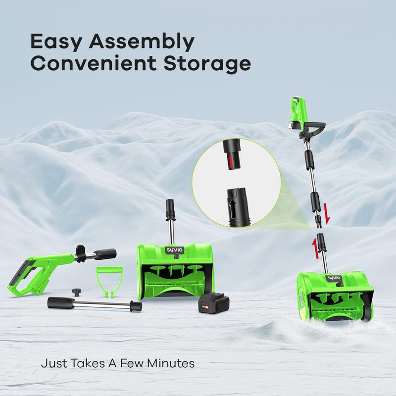 【The Final Sale!】Snow Shovel | ENHULK/Syvio 20V | 12-Inch | 4-Ah Cordless Snow Shovel with Directional Plate & Adjustable Front Ha