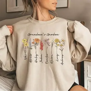 Personalized Grandmas Garden Sweatshirt, Custom Birth Month Flower Grandma Sweatshirt, Gift for Grandma, Grandkids Names Shirt, Moms Garden Sweatshirt, Mothers Day Sweatshirt