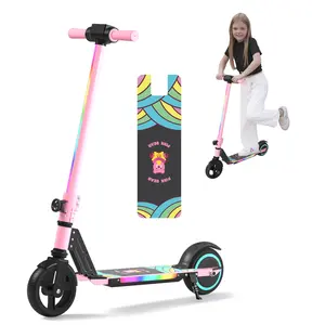 Commugo Beginner-Friendly Foldable E-Scooter Electric Scooter For Teens, Max Speed Foldable Electric Scooter，130W Motor, 8.7 Mph, Adjustable Speed, Colorful Lights, LED Display, Foldable design,Gifts for Boy&Girl,Christmas/Thanksgiving/Halloween Gifts