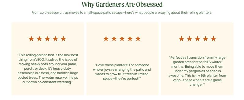 【VEGO GARDEN】Rolling Metal Citrus Tree Planter, Self-Watering Round Planter Box for Porch Patio & Backyard, Raised Garden Bed with Wheels for Growing Trees Tomatoes Vegetables and Flowers