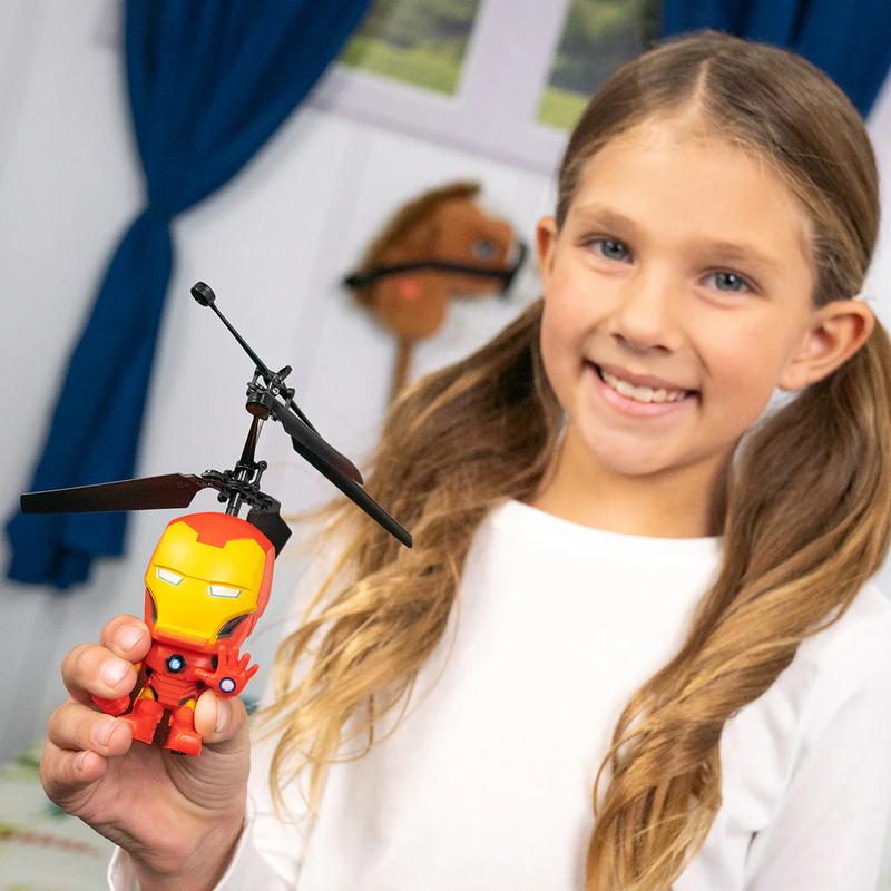 Marvel Big Head Remote Control Flying Helicopter Figures - SpiderMan Captain America Iron Man Hulk Deadpool Wolverine Black Panther - Marvel Licensed