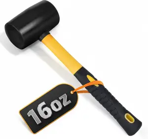 16 Oz Rubber Mallet Hammer - Rubber Hammer Mallet with Durable and Ergonomic Handle, Anti-Vibrating Design For Efficient Work - Good for DIY, Woodworking, Flooring, Camping and More