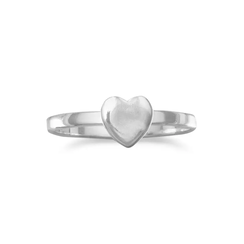 Heart Ring - Sterling Silver Polished Dainty Design