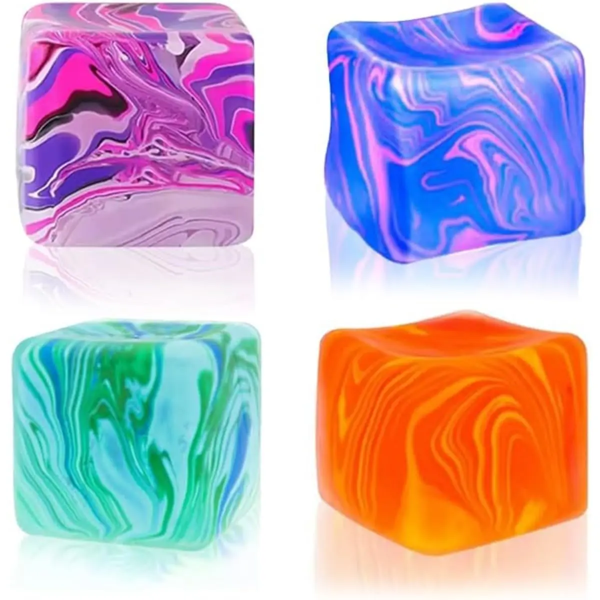 Squishies Stress Cube,Fidget Toys Squeeze Stress Cube for Adults,Ice Squish Cube Sugar Balls,Sensory Ice Square Shape Squishies Cube Sugar Balls for Stress Relief