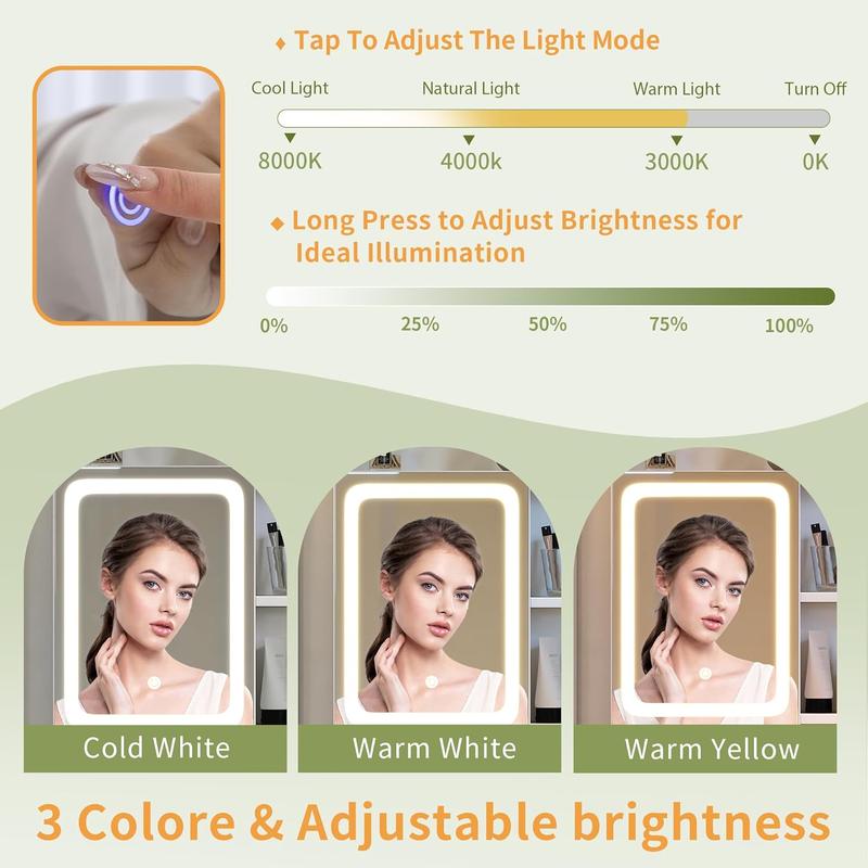 Modern LED Vanity Table, Makeup Desk with Mirror&Lights 3 Color Modes,Drawers&Shelves, for Girls Bedroom,Perfect Gift for Her – bedroom essential