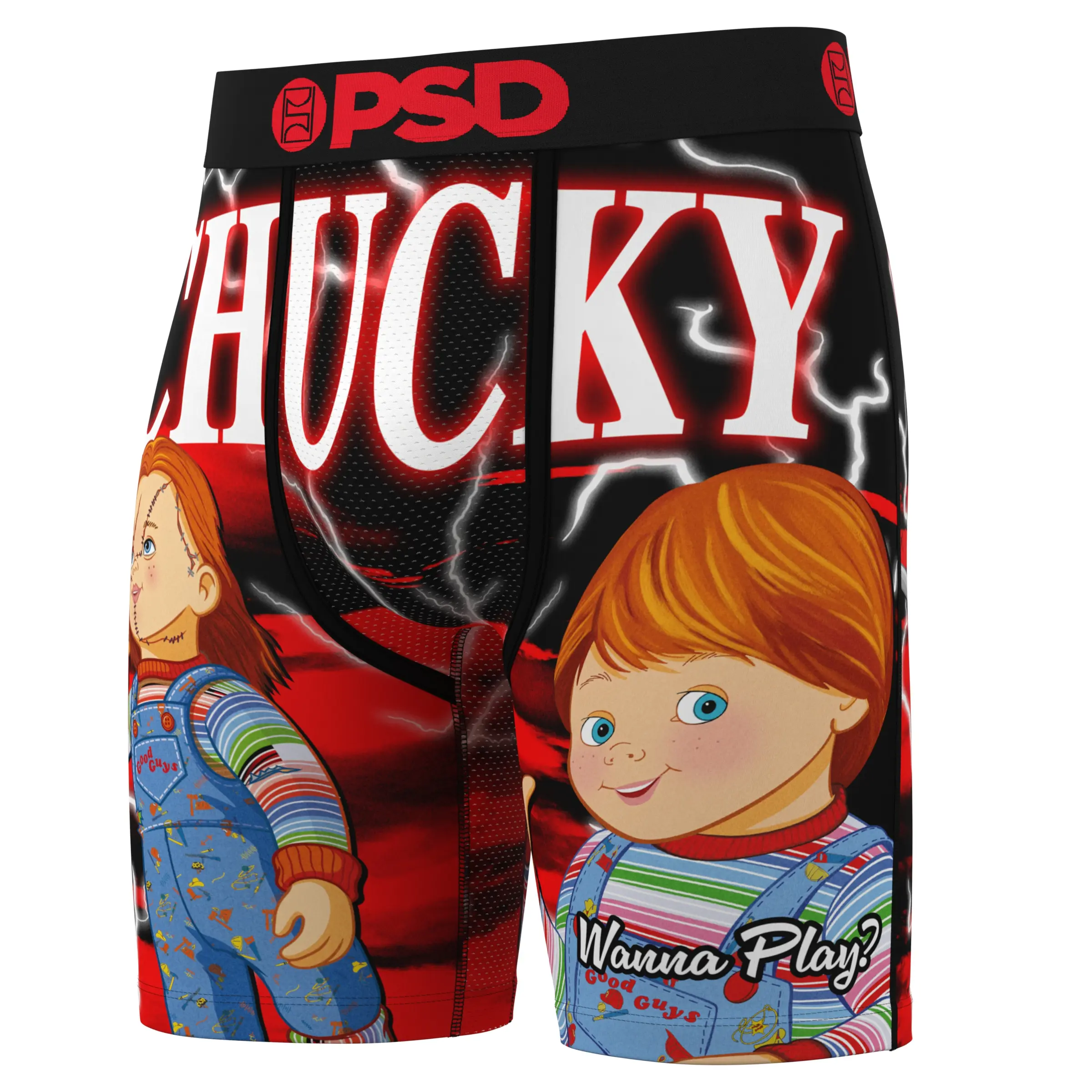 PSD Mens Chucky Boxer Briefs - Standard Length 7 Inch Inseam, Soft and Breathable Poly Blend Fabric