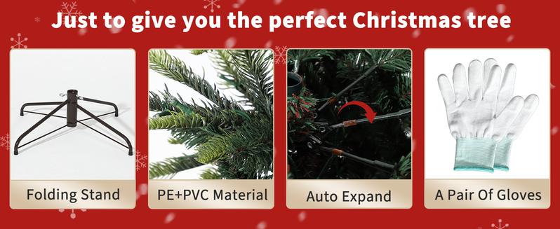 GARVEE 7.5 ft Pre-Lit Pencil Christmas Tree with 300 Warm White Lights, Auto-Hinged Expansion, Foldable Metal Stand, Durable PE & PVC Construction for Porch, Party, Office, and Home Decoration GARVEE 7.5 ft Pre-Lit Pencil Christmas Tree with 300 Warm White Lights, Auto-Hinged Expansion, Foldable Metal Stand, Durable PE & PVC Construction for Porch, Party, Office, and Home Decoration