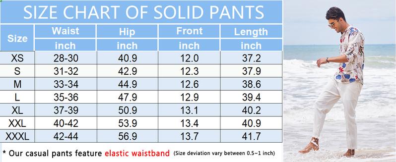 COOFANDY Men's Cotton Linen Pants Elastic Waist Lightweight Casual Pants Slim Fit Yoga Beach Pants with Pockets Menswear Trouser Daily