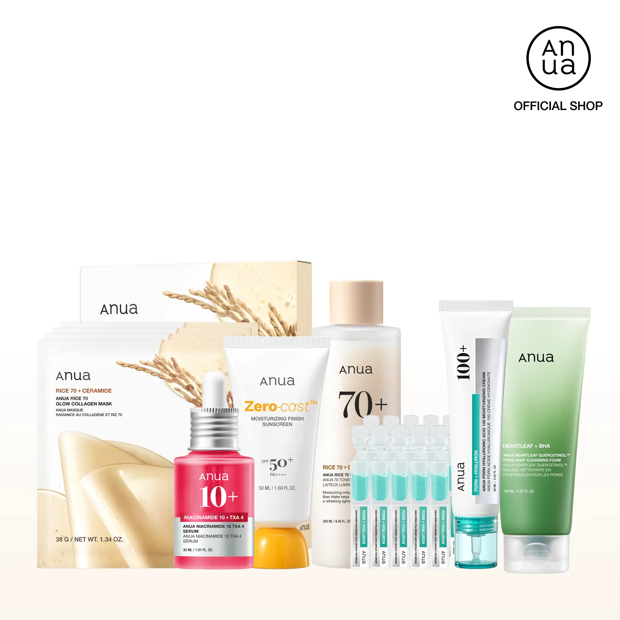 [Anua] Glow up in a week Bundle | Trending All-in-One Spot Care Kit | Includes Cleansers, Toner, Serum, Moisturizer, Facial Sheet Masks, SPF | Korean Skincare Routine