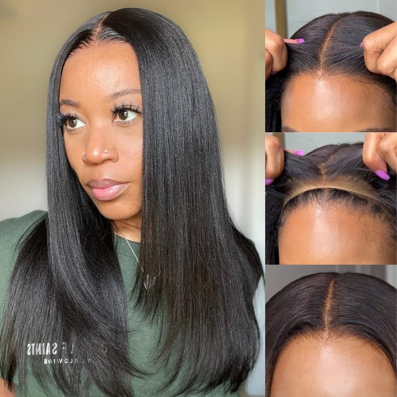 【All Day Hold】UNice Glueless Yaki Straight Wig No Slip Pre Cut 7x5 HD Lace Human Hair Wigs with Invisible Drawstring Put On and Go Beginners Friendly Fit All Head Size SpringStatements