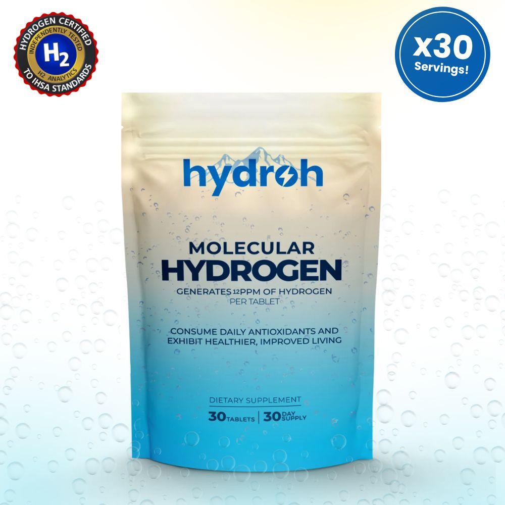 Hydroh Molecular Hydrogen Tablets  Antioxidant Support + Deep Hydration | 30 Effervescent Hydrogen Water Supplements
